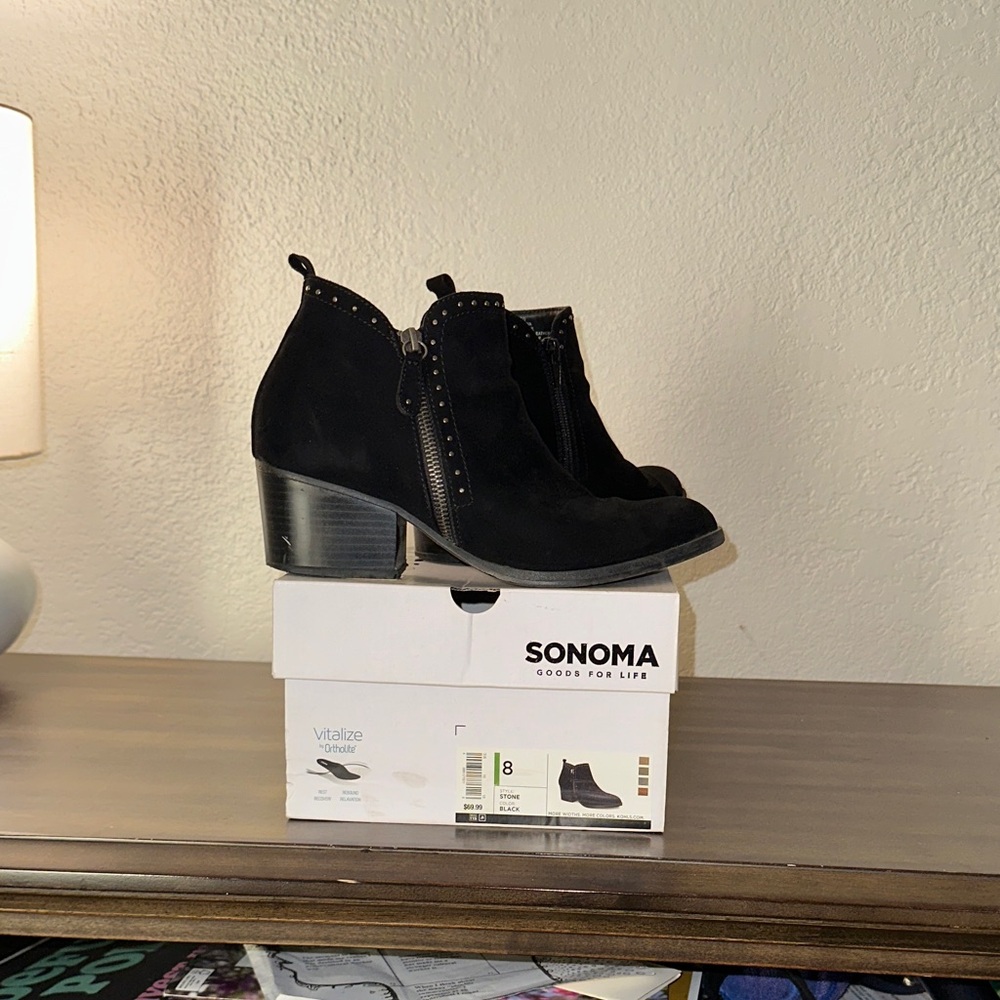 Sonoma Studded Black Ankle Booties